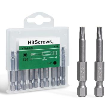 Imagem de Pontas Torx T20 de 5 cm, pontas de chave de fenda S2 Steel Star, haste sextavada de 6 mm (1/10.2 cm), pontas de precisão CNC, pacote com 10 em caixa de armazenamento deslizante, compatível com chave