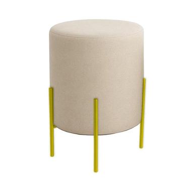Imagem de Puff Orgânico Boucle Thor Com Pés De Ferro Dourado Bege
