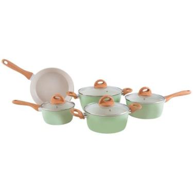 Imagem de Jogo de Panelas Brinox Verde Pistache 5 Peças Optima Ceramic Life, Pis