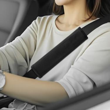 Imagem de HQRNYP 2 peças de capa de cinto de segurança de carro, almofadas de alça de assento de carro, almofada de condução mais confortável ajuda a proteger seu pescoço e ombros, capa de alça de segurança de