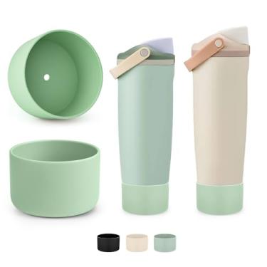 Imagem de XANGNIER 2 peças de protetor de bota de silicone para garrafa de água de aço inoxidável isolada Freesip Sway, 850 g e 1,134 g, tampa inferior para acessórios Owala, melhora a estabilidade e evita