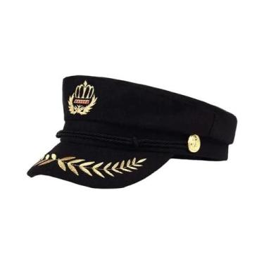 Imagem de Boina Preta Unissex - Primavera/Outono - Estilo Marinheiro/Militar, Pr