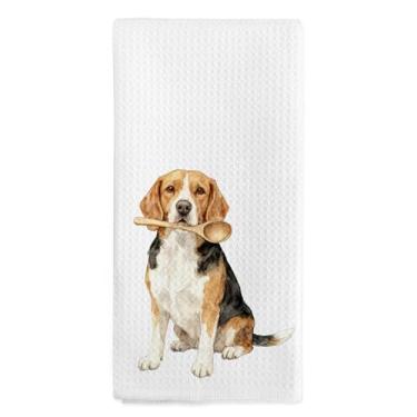Imagem de nvucamd Toalhas de cozinha engraçadas para presentes de cachorro Beagle, toalhas de mão decorativas de beagles para banheiro, presentes para amantes de cães Beagle, toalha de chá para decorações de