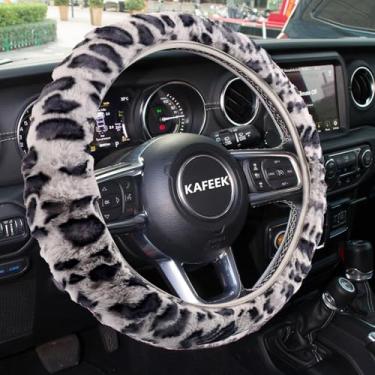 Imagem de Capa de volante de microfibra comprida da Keeek para inverno quente, universal de 38 cm, antiderrapante, sem odor, pretaKAFEEK KF10280