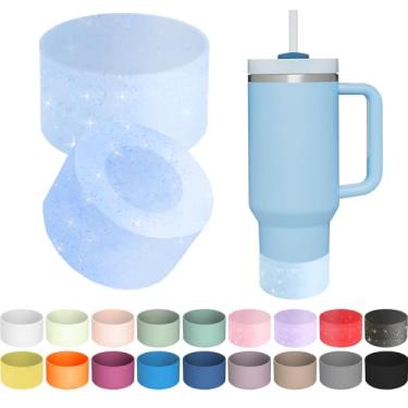 Imagem de 1 bota de silicone para Stanley Quencher Tumbler H2.0 30/1,134 g, IceFlow 20/850.5 g & Hydro Flask 340.2-680.4 g - Capa inferior protetora (azul brilhante)