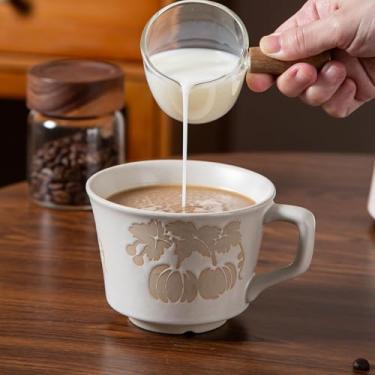 Imagem de JIGVOE Caneca de café de cerâmica, copo de cappuccino com padrão de abóboras novidade de 340 g, xícaras de café modernas para uso doméstico ou café - pode ir ao micro-ondas e à lava-louças