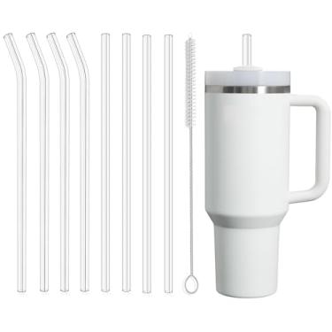 Imagem de Canudos reutilizáveis de 30,5 cm para Stanley/Yeti Copo de copo de 850 g - 1,134 g, pacote com 8 canudos de plástico longos com escova de limpeza, canudo de substituição transparente para beber
