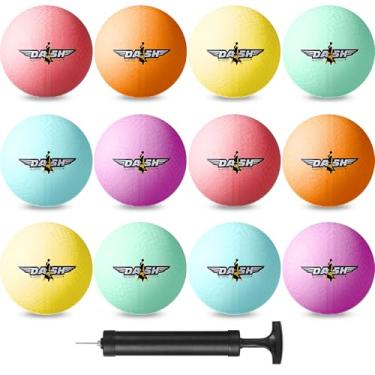 Imagem de Jerify 12 peças de bolas de playground de 21 cm, bolas infláveis coloridas para esportes, Dodgeball, Kickball para brincadeiras oficiais e escolas, brinquedos divertidos para uso interno e externo e