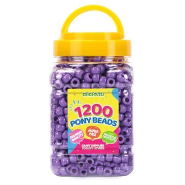 Imagem de 1200 contas de pônei a granel para fazer pulseiras, contas de plástico roxas para trança de cabelo, artesanato faça você mesmo, joias Kandi, chaveiros e ornamentos decorações em caixa