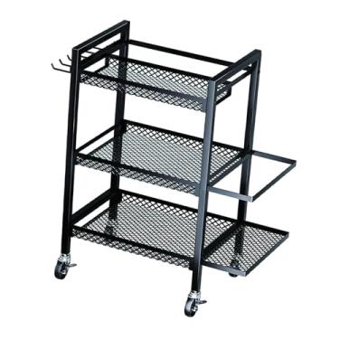 Imagem de menolana Exercício Rack de armazenamento de tapete com rodas 3 Nível de montagem Easy Organizador de equipamentos para bandas de resistência Rolo de espuma