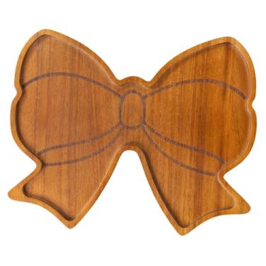 Imagem de Bothyi Tábua de charcutaria Bow, travessa de madeira para servir, prática e ideal para petiscos, queijos, nozes, frutas e biscoitos. Perfeita para servir em