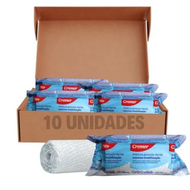 Imagem de Atadura Gessada 10cm x 3m Gesso Ortopédico 10 unidades