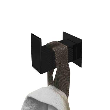 Imagem de Cabide Gancho Para Toalha Aço Inox Linha Quadrada Preto Fosco