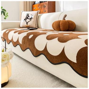Imagem de SPXMQSS Capa para sofá Chaise Longue, antiderrapante capa sofá inconera, chenille super macia capa de sofá lavável na máquina de lavar universal a 90 x 120 cm