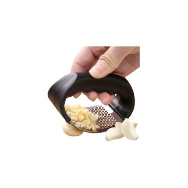 Imagem de Amassador Triturador de Alho Manual, Espremedor de Cozinha, Aço Inox e Polipropileno, 10cm x 5cm