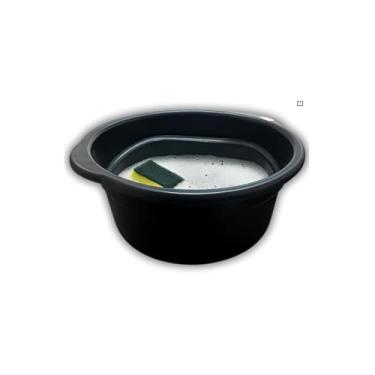 Imagem de Bacia Redonda Plástica, 25 Litros, Preta, Polipropileno, 45cm Diâmetro x 20cm Altura, 427g, Uso Doméstico e Comercial