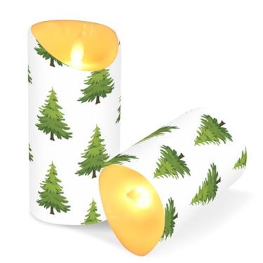 Imagem de Blueangle Pacote com 2 velas de árvore de Natal sem chama com controle remoto e temporizador, velas LED cintilantes (7,6 cm x 9,9 cm) para decoração de casa, casamento, acampamento (728)