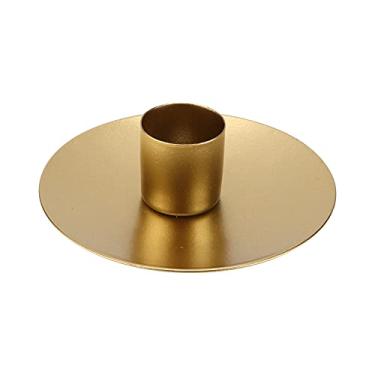 Imagem de Castiçal retrô elegante de ferro para casamentos, jantar, decoração, geometria europeia, cabeça única, ferro, pintura protetora dourada, à prova de ferrugem (eu)