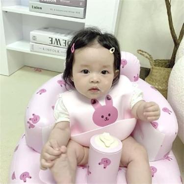 Imagem de Naroote Babador de Alimentação de Silicone Durável para Bebês, Com Bolso Resistente para Coletar Alimentos, Perfeito para Fácil Limpeza e Armazenamento (Coelhinho)