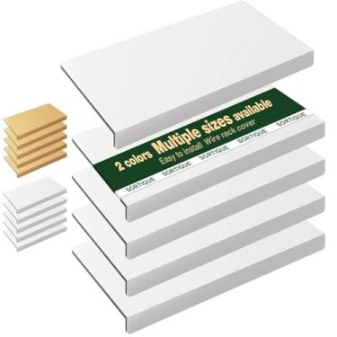 Imagem de Sortique Capas de prateleira de arame de PVC de 5 camadas – capas de rack de arame para prateleiras, forros de prateleira para despensa, armário, banheiro e cozinha, à prova d'água, resistente a