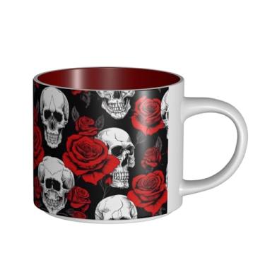 Imagem de ZERAOKE Caveira de Halloween - Caneca de cerâmica grande para café, grande capacidade para escritório e casa, lavável na lava-louças, design com alça em C.