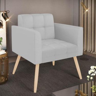 Imagem de Poltrona Sala Decorativa Elisa Pé Palito Natural Sintético Cinza D03 -