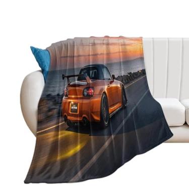 Imagem de HouLaiZhe Cobertor super macio de flanela JDM carro S2000 sob o pôr do sol, cobertores refrescantes leves para sofá-cama, cadeira, sofá, carro, viagens ao ar livre, leve, quente, 76 cm x 127 cm