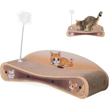 Imagem de Travesseiro para cama 2 em 1 de papelão para gatos, almofada reversível para arranhões, para gatos, durável e curvado para gatos em ambientes internos