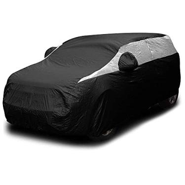 Imagem de Capa de carro leve Titan SUV compacto (preto jato). Compatível com Toyota RAV4, Honda CR-V, Rogue e mais. Capa impermeável mede 47 cm e inclui um zíper de porta do lado do motorista.