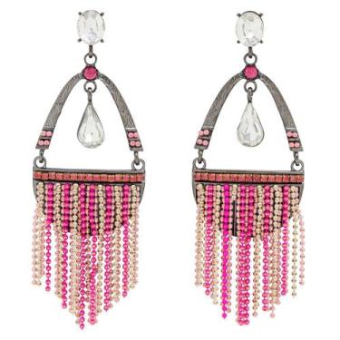 Imagem de Brinco Strass Franja BC3891 - Akasaki, Grafite, Rosa