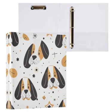 Imagem de Qilmy Organizador de fichário redondo de cachorro fofo de desenho animado, fichário de 3 anéis com prancheta (carta A4), fichário fofo para material de escritório escolar 694