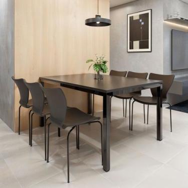 Imagem de Conjunto Sala de Jantar 6 Lugares Retangular Tampo MDF 160X85cm Mesa S