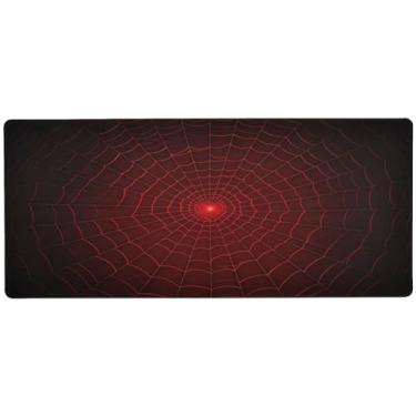 Imagem de Wassud Mouse pad de teia de aranha vermelha para jogos com base de borracha antiderrapante, mouse pad longo para teclado de computador com borda costurada, almofada grande impermeável para escritório