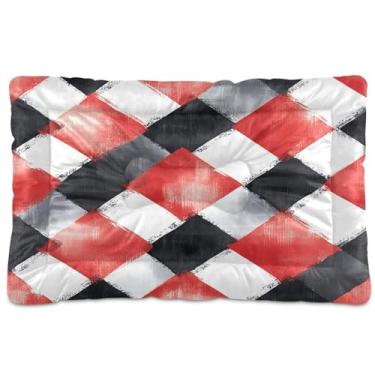Imagem de Wassud Cama de cachorro guingão vermelho e preto, cama grande para cães ao ar livre, tapete lavável para animais de estimação, cama de gato para dormir, viagens 91 x 61 cm