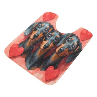 Imagem de Burbuja Tapete de banheiro para cães Valentine, tapete de banho absorvente de pelúcia macio, base antiderrapante para piso de banheiro, oval em forma de U