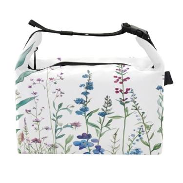 Imagem de STAYTOP Linda lancheira de flores silvestres com fivela, lancheira isolada para meninos e meninas, lancheira térmica para trabalho escolar