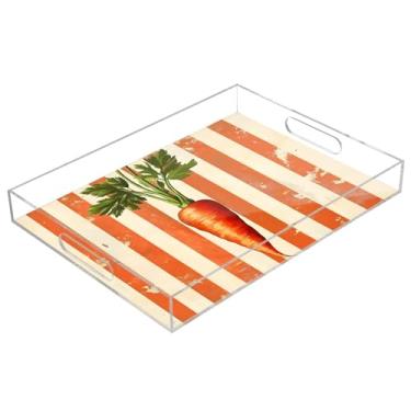 Imagem de STAYTOP Bandeja de servir de acrílico de cenoura laranja, 15,7 x 11,20 cm, bandejas decorativas à prova de derramamento, organizador de bancada para café da manhã, chá, comida, maquiagem