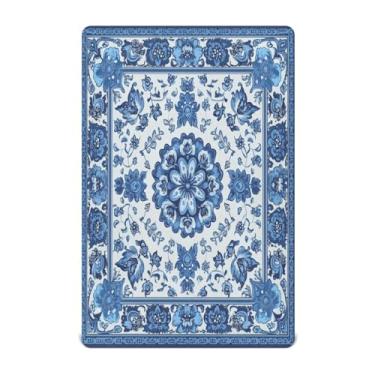 Imagem de STAYTOP Lençóis de berço de cerâmica azul branca para meninos e meninas, lençol com elástico para berço padrão e colchão infantil, lençol de microfibra supermacia 132 × 71 cm