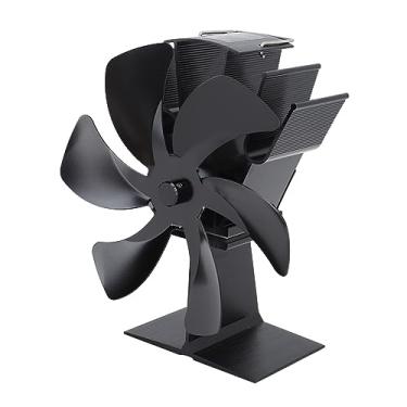 Imagem de Dpofirs Ventilador de Fogão a Lenha Eficiente Com 6 Lâminas de Circulação de Calor Térmico para Lareira Em Liga de Alumínio (Preto)