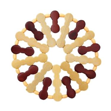 Imagem de Almofada de isolamento de mesa de jantar de bambu, porta-copos à prova de calor, tapete antiqueimadura (redondo de 16,5 cm)