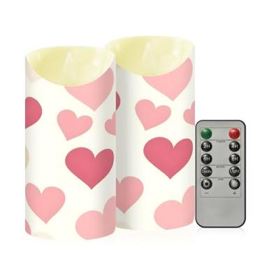 Imagem de Wassud Pacote com 2 velas sem chama de corações cremosas com controle remoto, velas realistas cintilantes com temporizador, velas decorativas para Natal, casamento, festa, decoração de casa média
