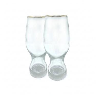 Imagem de Copos de Vidro 470ml Borda Dourada Drinks Kit 2 Unidades– Elegância para Servir Bebidas – Vidro Transparente Premium – Acabamento Luxuoso – Ideal para Drinks, Sucos, Cerveja e Mesa Posta