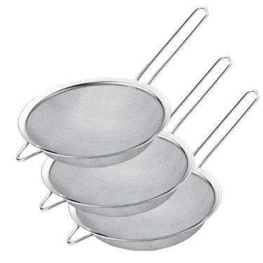 Imagem de Genérico, Kit 3 Peneira Coador Inox 18cm Tela Fina de Cozinha para Farinha Chá Suco Farofas Multiuso Universal