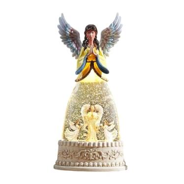 Imagem de Baoblaze Globo de Neve Musical de Natal, Estátua Religiosa de Anjo com Glitter Giratório, Decoração Natalina e Luz Noturna para Festas em Casa, Style a