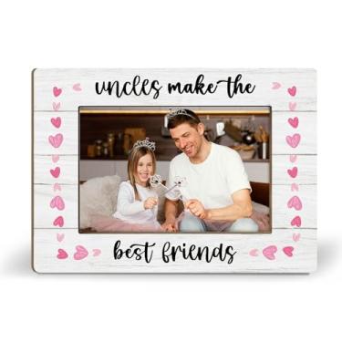 Imagem de iEFEY Porta-retrato Uncle Gifts 21 x 14 cm, presente de sobrinho e irmão sobrinho, presente de aniversário de pais, porta-retratos de madeira para melhores tios, cabe 10 x 15 cm para decoração de mesa
