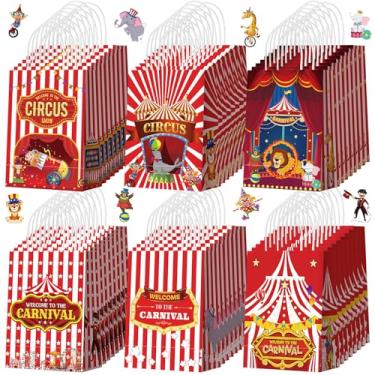 Imagem de Kolldenn 24 sacos de presente para lembrancinhas de doces com alça para lembrancinhas de festa (48 peças, circo)