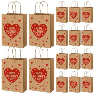 Imagem de Eersida 24 peças de sacos de presente de papel para dia de galentinos com alças rosa e vermelho sacos de doces de guloseimas a granel Happy Galentines Day Party Favors Wrapping for Wedding Birthday