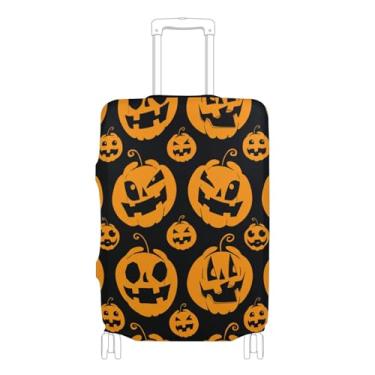 Imagem de Joisal Capas de mala para protetores de bagagem, capa de terno personalizada essencial de viagem para mulheres, lanterna de Halloween, abóbora preta, P, serve para capa de 45 a 50 cm, Lanterna de