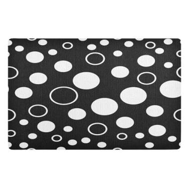 Imagem de Joisal Capacho preto e branco com bolinhas, entrada externa, resistente à sujeira, tapete para porta da frente, decoração para porta da frente