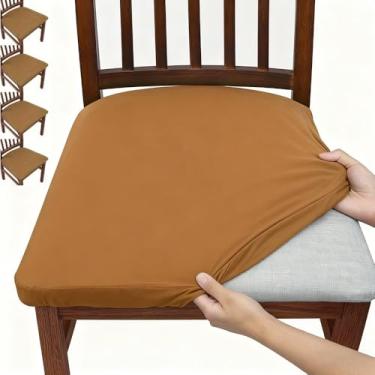 Imagem de 4 capas de cadeira de algodão puro de cor sólida – simples e de alta qualidade, macias e confortáveis, perfeitas para decoração de casa e cadeiras de restaurante